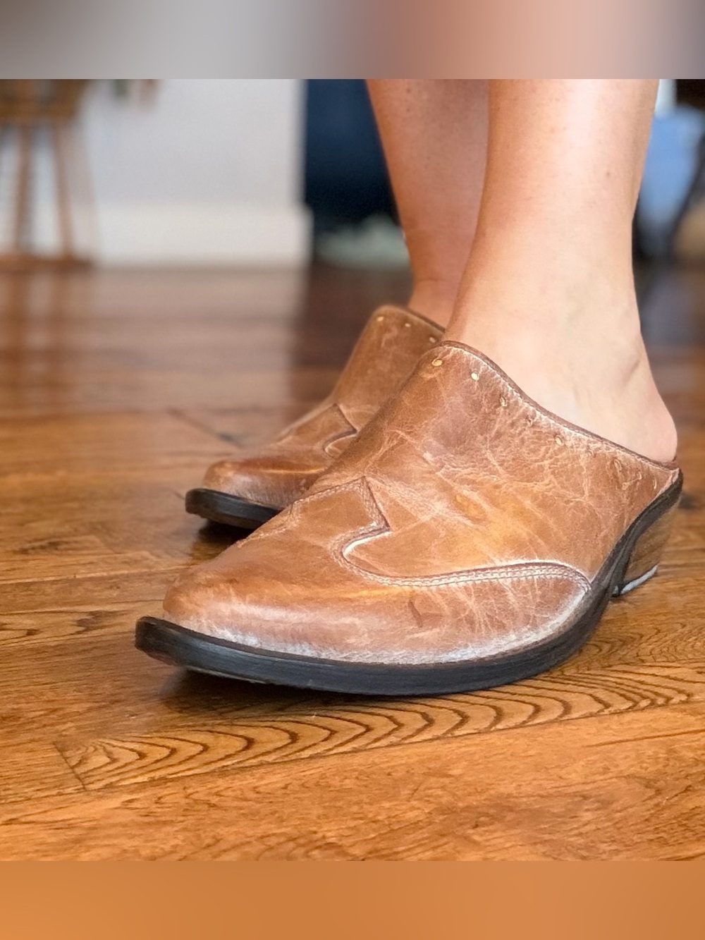 Bareisha Tan Leather Mule Clogs